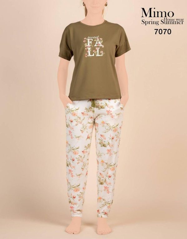 short sleeves cotton pajama with a floral print from mimo 7070 sweet FALL | Pyjamty