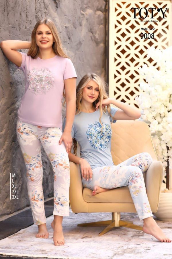 short sleeves pajama featured wirh a floral print from toty 9008 | Pyjamty