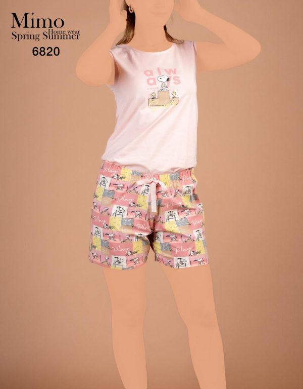 sleeveless cotton short pajama with snoopi pattern from mimo 6820 Always! | Pyjamty