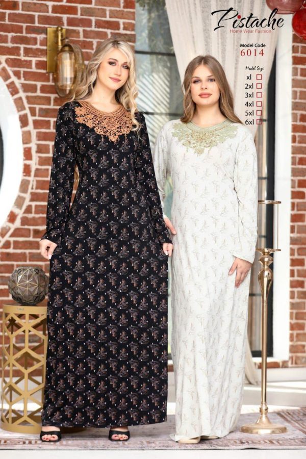 long sleeves home jalabeya with a special pattern from pistache 6014 | Pyjamty