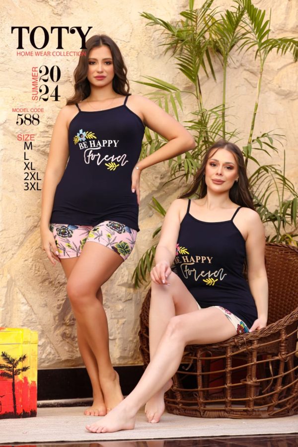 cotton shorts pajama with thin straps from toty 588 | Pyjamty