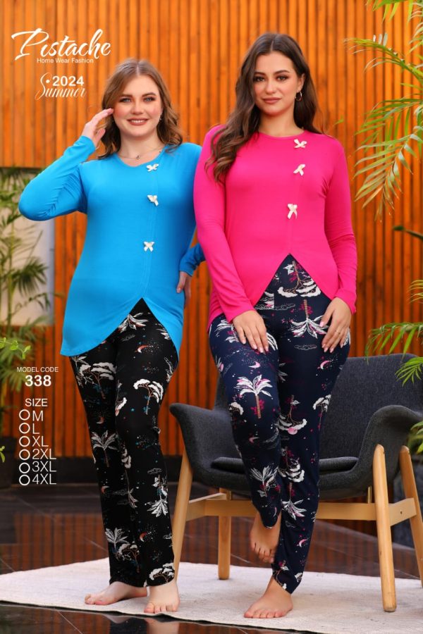 long sleeves cotton pajama with a unique design from pistache 338 | Pyjamty