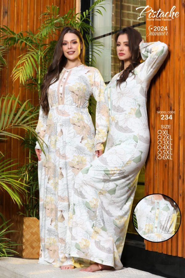 long sleeves jalabeya with a unique design from pistache 234 | Pyjamty