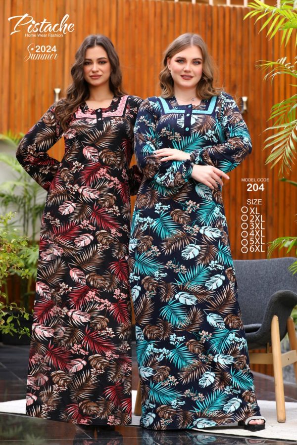 long sleeves jalabeya featured with a tropical print from pistache 204 | Pyjamty