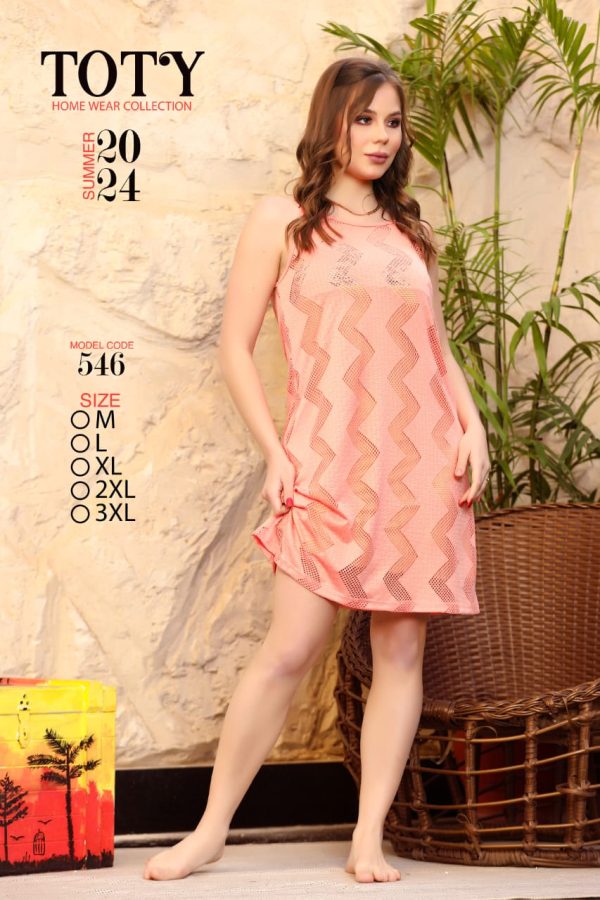 sleeveless summer dress featured with a wavy design from toty 546 | Pyjamty