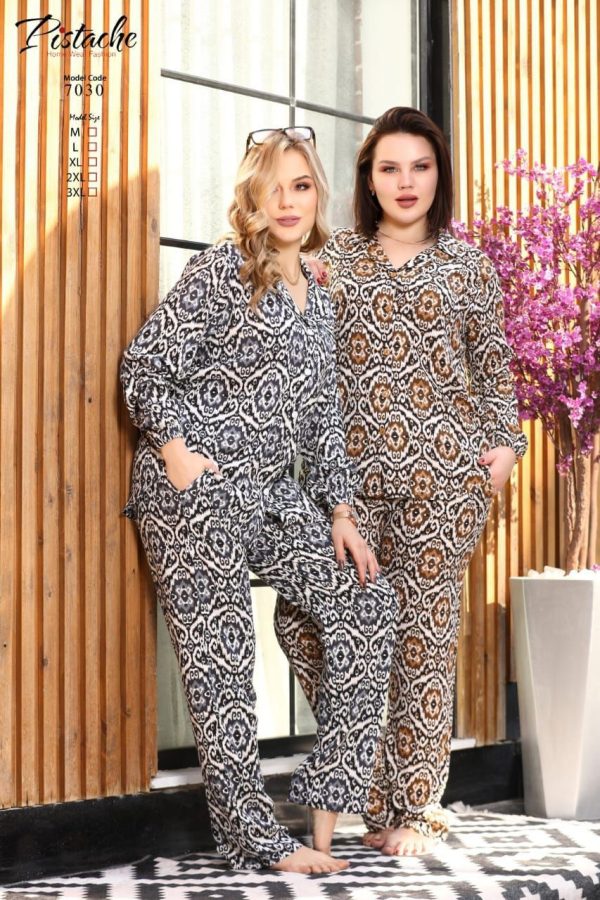 long sleeves pajama with co-ord print from pistache 7030 | Pyjamty