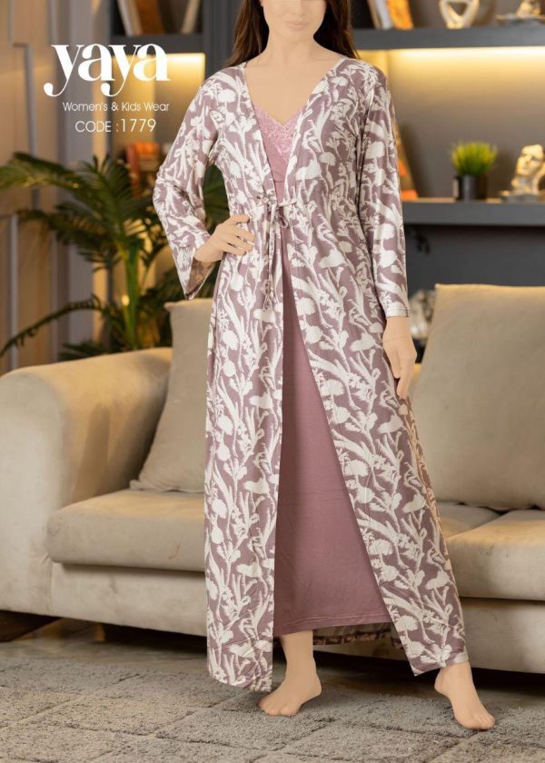 cotton robe set with a delicate design from yaya 1779 | Pyjamty