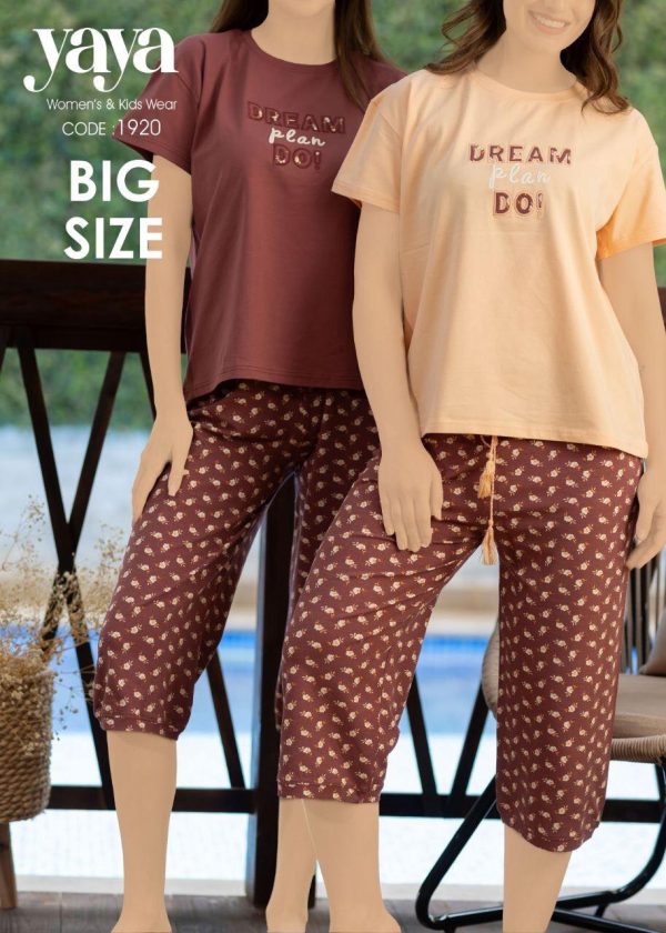 Big size cotton pantakour pajama with a floral print from yaya 1920 Dream, Plan, Do! | Pyjamty