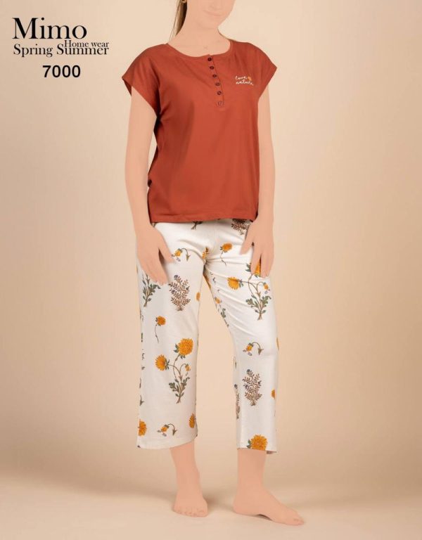 cotton pantakour pajama featured with a sunflower print from mimo 7000 | Pyjamty
