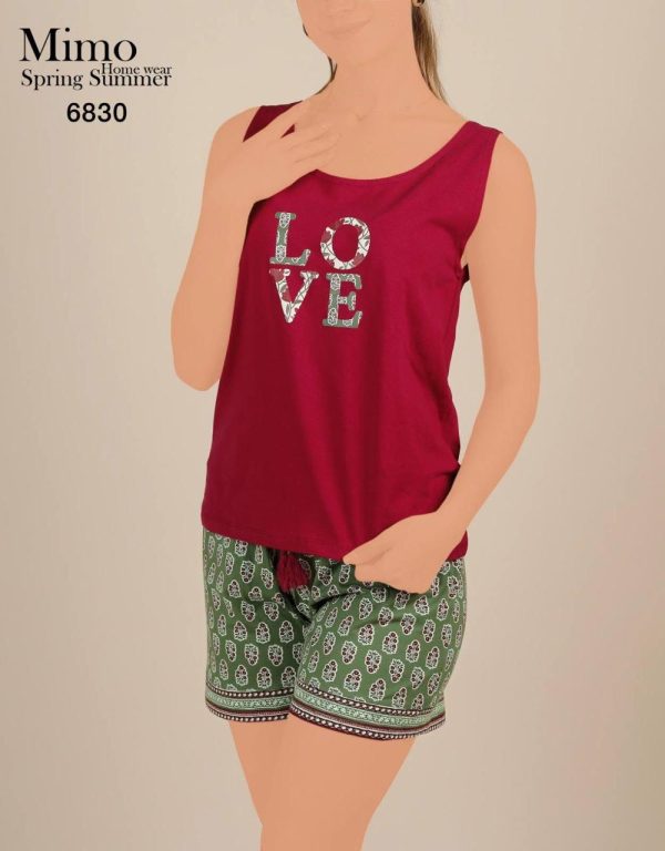 Sleeveless short pajama with LOVE print from mimo 6830 | Pyjamty