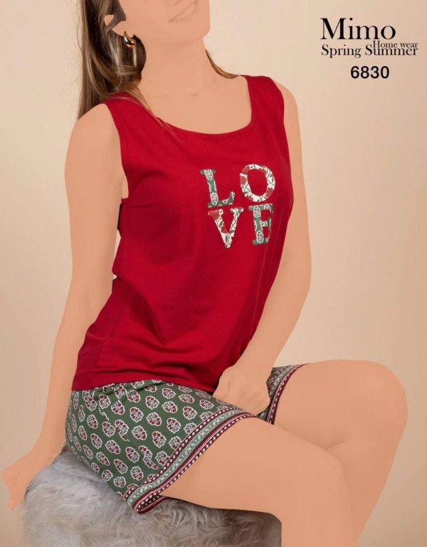 Sleeveless short pajama with LOVE print from mimo 6830 | Pyjamty