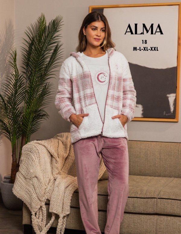 3 pcs winter pajama featuring with a polar fleece jacket from Alma 18 | Pyjamty