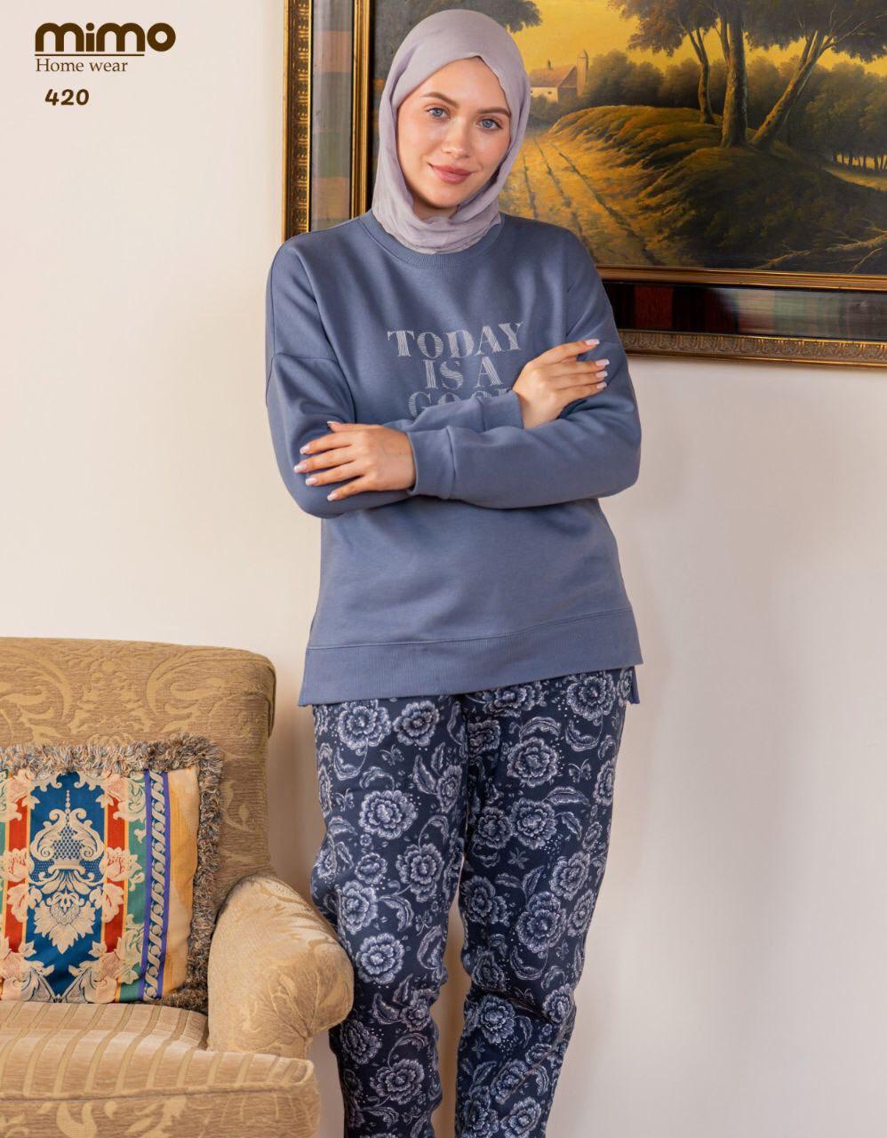 winter cotton pajama with a floral print from mimo 420 Today Is A Good Day | Pyjamty