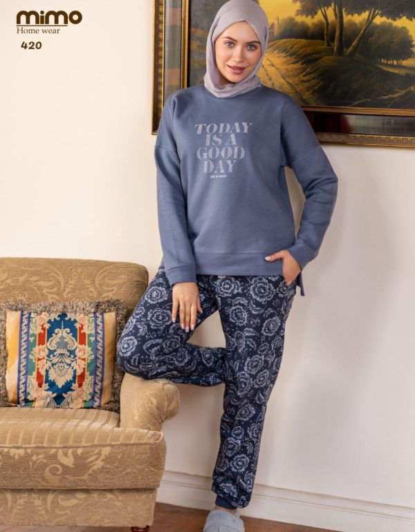 winter cotton pajama with a floral print from mimo 420 Today Is A Good Day | Pyjamty