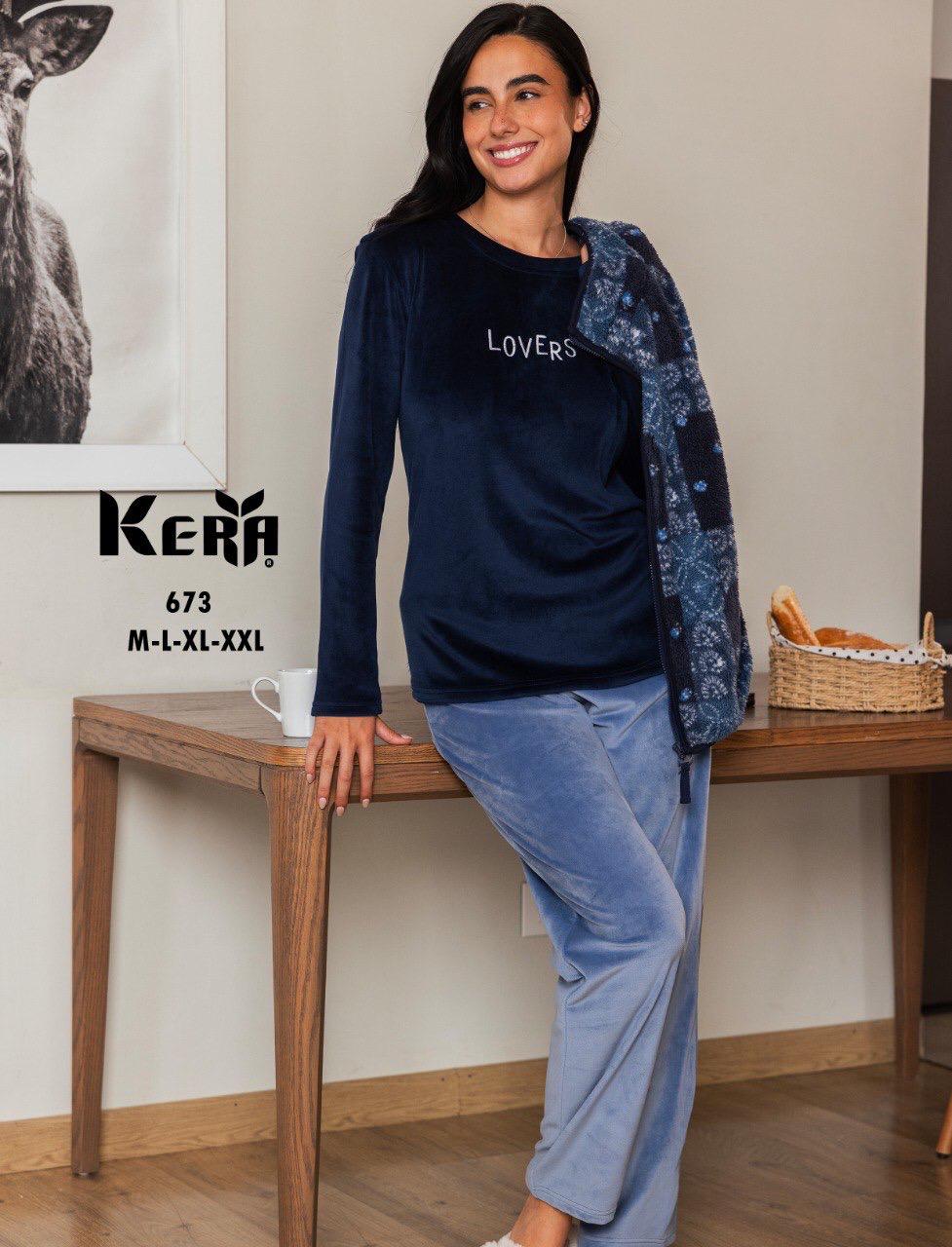 3 pcs winter pajama featured with a fleece printed vest from kera 673 LOVERS | Pyjamty