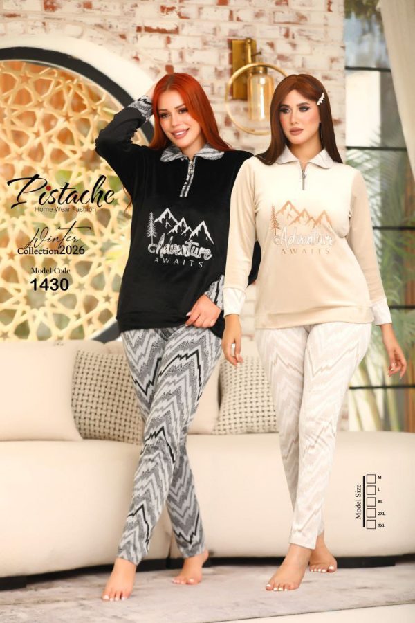 winter velour pajama with a unique design from pistache 1430 Adventures Awaits | Pyjamty