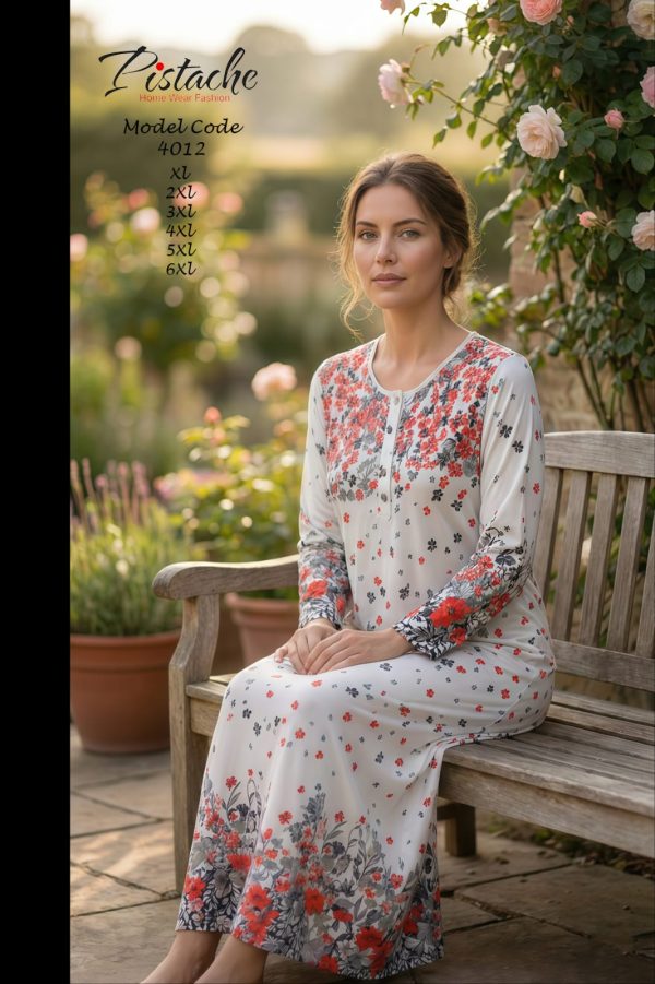 cotton jalabeya featuring with a floral print from pistache 4012 | Pyjamty