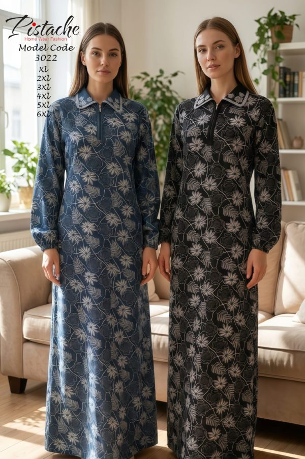 viscose jalabeya with a unique floral print from pistache 3022 | Pyjamty