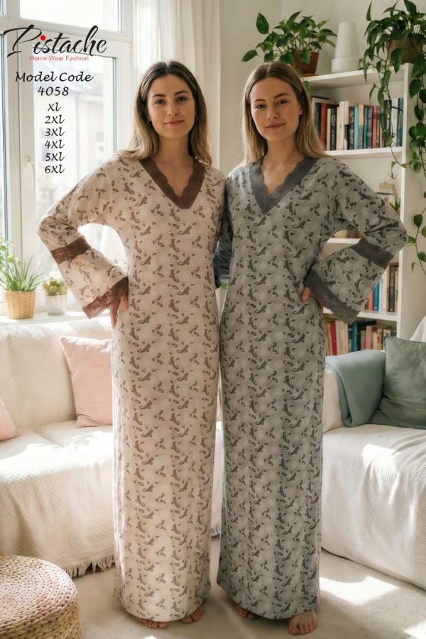 cotton jalabeya featuring with a wide sleeves from pistache 4058 | Pyjamty